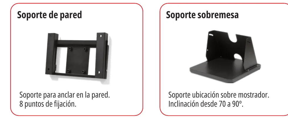 Suports opcionals de paret i de sobretaula del T-Quiosk 1