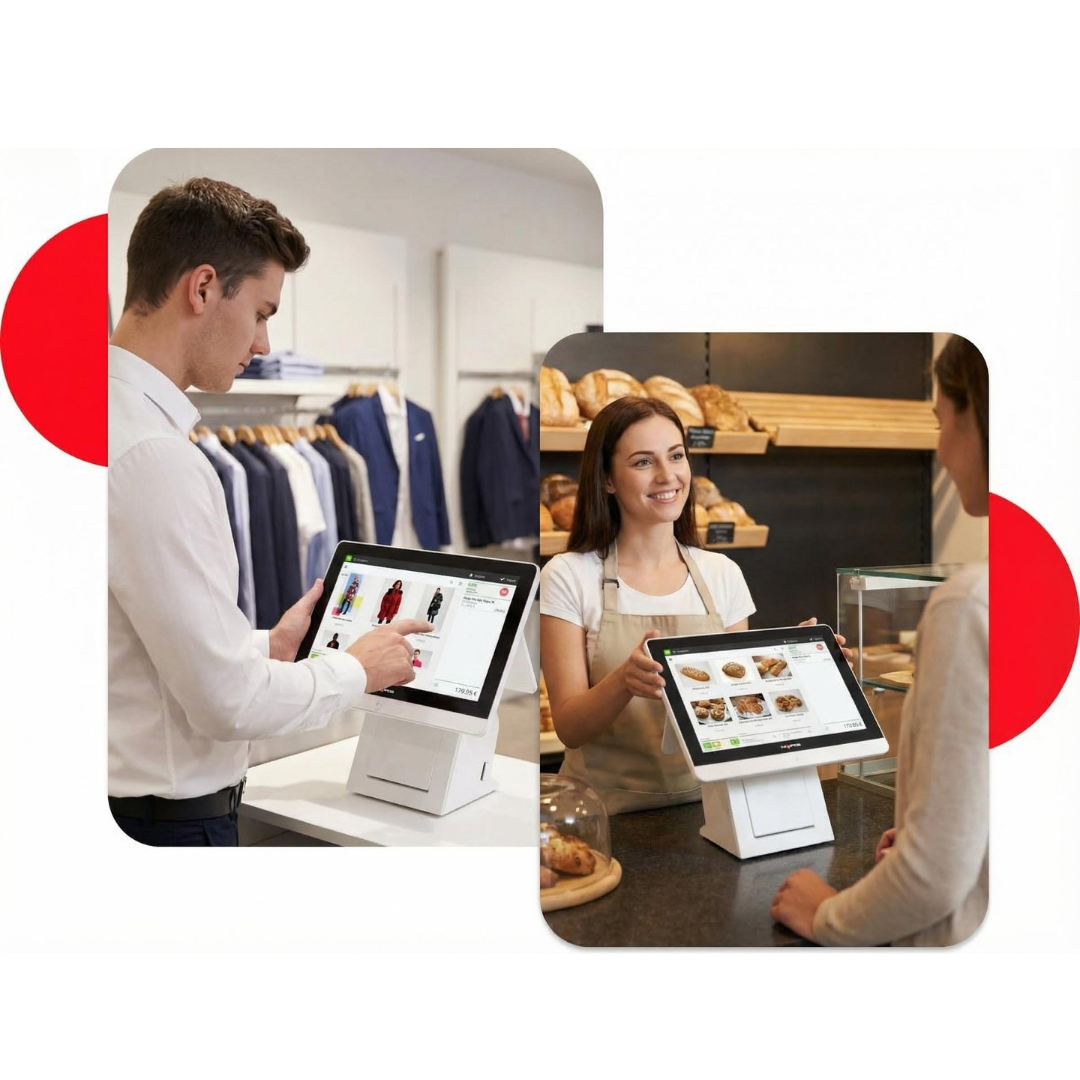 Uso de TPV táctil para ventas y pedidos en tienda y panadería